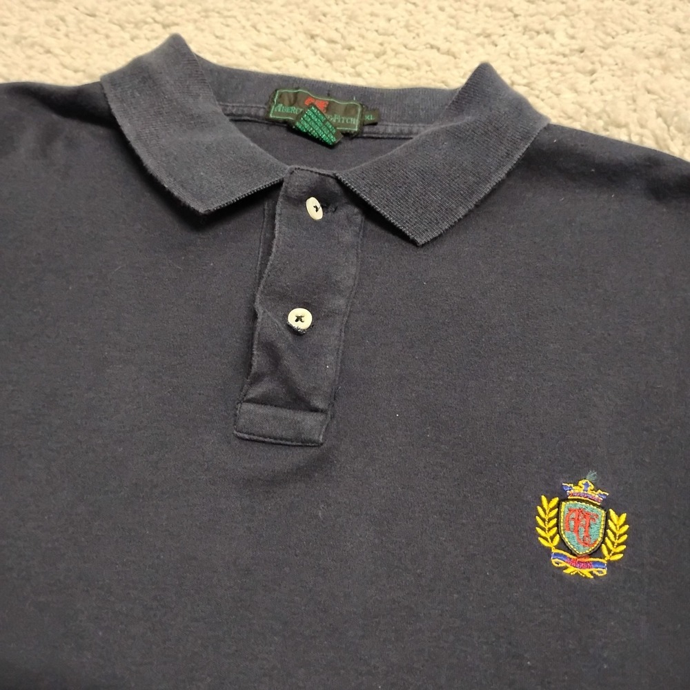 Vintage Abercrombie & Fitch Shirt Mens XL Blue Polo Y2K Crest Embroidered 90s